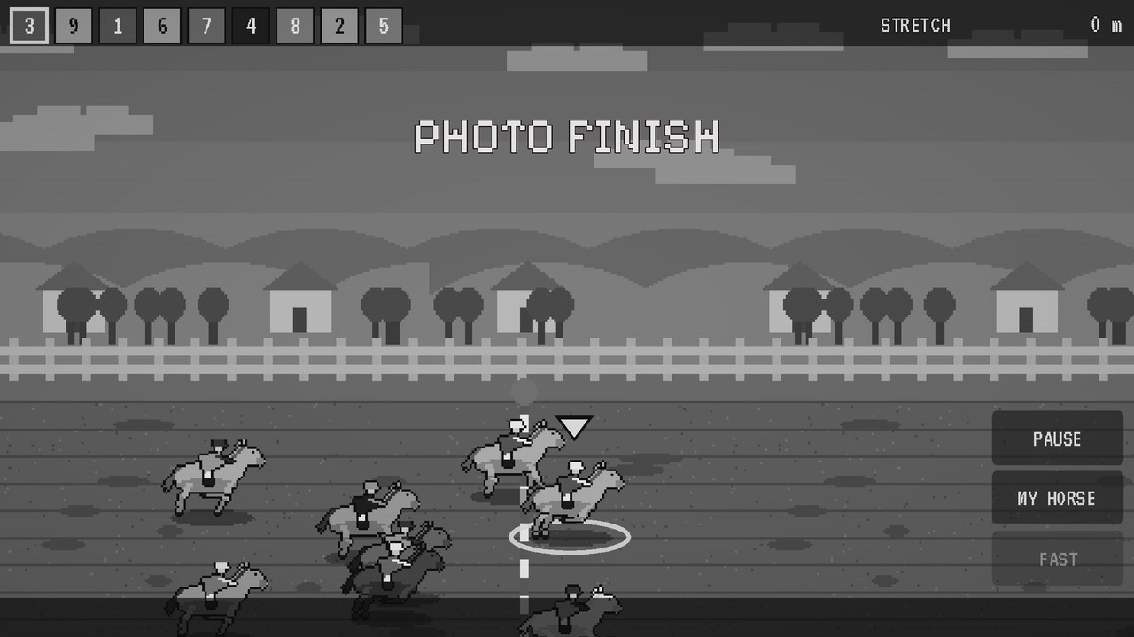 Black-and-white photo finish at the line